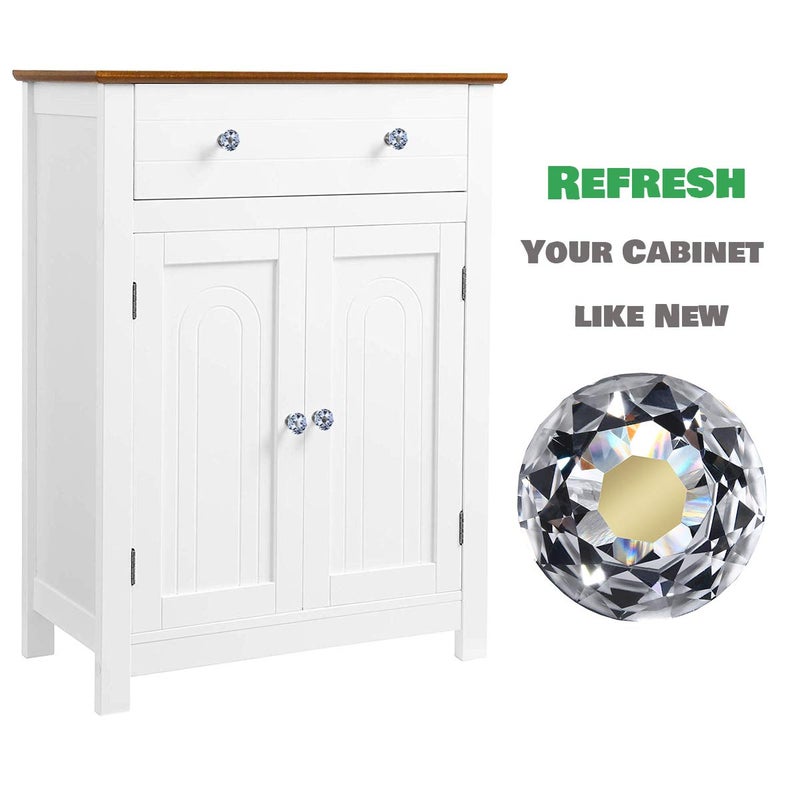 DEELF OUTLET 12 Packs Crystal Cabinet Knobs Drawer Pulls and Knobs Diamond Dresser Handles Crystal Pulls for Drawers - 30 mm Clear Glass Cabinet Knob with Bronze Base - Image 2